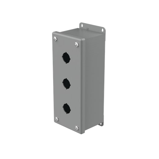 nVent Hoffman - Hoffman E3PBG Pushbutton Enclosures, Type 12, 3PB x 22.5mm, Gray, Steel