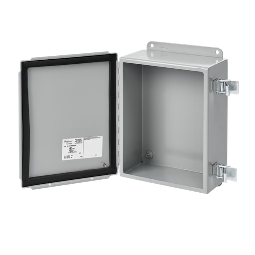 nVent Hoffman - Hoffman A1412CHQR Continuous Hinge Enclosure Quick-Release Latch Type 12, 14" x 12" x 6", Gray, Mild Steel