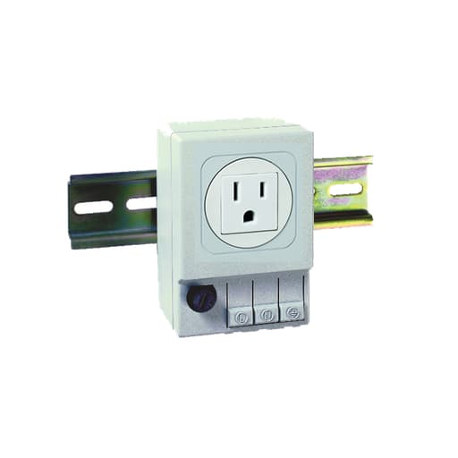 nVent Hoffman - Hoffman ADINP120A NEMA 5-15R DIN-Mounted Outlets, 3.54x 2.44x 1.97, Lt Gray, Plastic