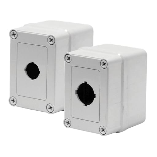 nVent Hoffman - Hoffman VM755-PBM6 VM Pushbutton Flat Opaque Screw Cover Type 4X, 7.00x5.03x5.03, Lt Gray, Polyester, PBM