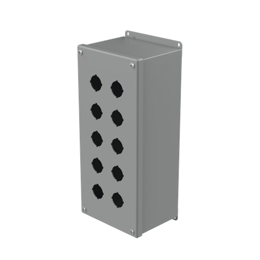 nVent Hoffman - Hoffman E10PBX Extra-Deep Pushbutton Enclosures, Type 12, 10PB x 30.5mm, Gray, Steel