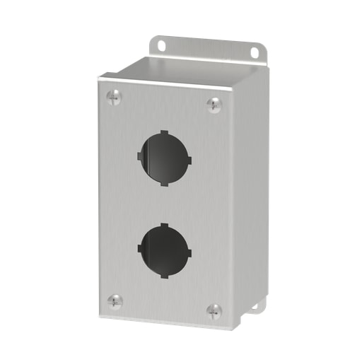 nVent Hoffman - Hoffman E2PBSS 5.75" x 3.25" x 2.75" 2-Hole 30.5mm Pushbutton Enclosure, Type 4X, Stainless Steel