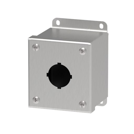 Hoffman E1PBSS 3.50" x 3.25" x 2.75" 1-Hole 30.5mm Pushbutton Enclosure, Type 4X, Stainless Steel