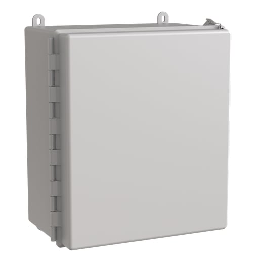 nVent Hoffman - Hoffman A14128CHQRFG Continuous Hinge QR Cover Enclosure 4X, 14" x 12" x 8", Light Gray, Fiberglass