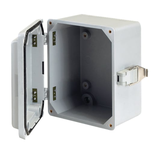 nVent Hoffman - Hoffman A18149JFGQRR 18" x 14" x 9" Junction Box, Type-4X, Hinged Solid Cover w/ Quick Release Latches, Fiberglass