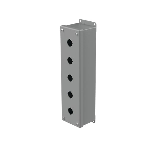 nVent Hoffman - Hoffman E5PBG Pushbutton Enclosures, Type 12, 5PB x 22.5mm, Gray, Steel