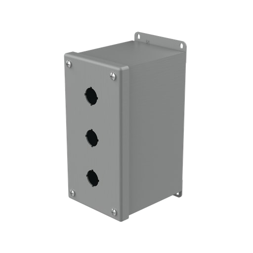 nVent Hoffman - Hoffman E3PBXM Extra-Deep Pushbutton Enclosures, Type 12, 3PB x 22.5mm, Gray, Steel