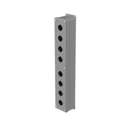 nVent Hoffman - Hoffman E8PB Pushbutton Enclosures, Type 12, 8PB x 30.5mm, Gray, Steel