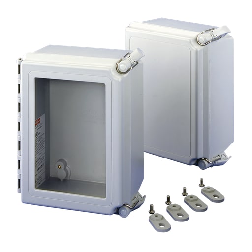 nVent Hoffman - Hoffman A1086CHQRFG 10" x 8" x 6" Type-4X Enclosure, Solid Cover w/ Quick Release Latches, Fiberglass