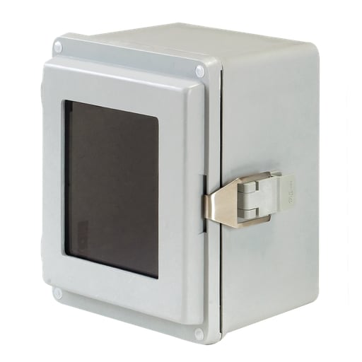 nVent Hoffman - Hoffman A14107JFGQRPWR Hinge Window Cover Quick-Release Latch Type 4X, 13.5"x 10" x 7", Gray, Fiberglass