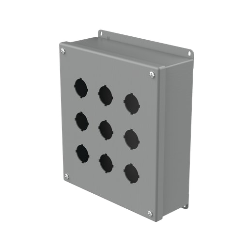 nVent Hoffman - Hoffman E9PB Pushbutton Enclosures, Type 12, 9PB x 30.5mm, Gray, Steel