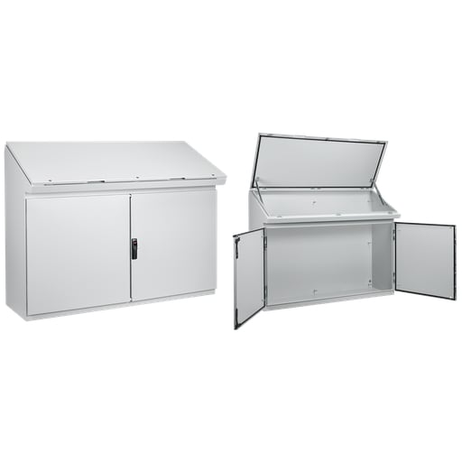 nVent Hoffman - Hoffman PGLD12135DC PROLINE Gold Series Double-Bay Desk Console, Type 12, 1175x 1250x 469mm, Lt Gray, Steel