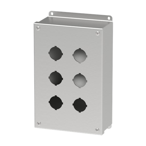 nVent Hoffman - Hoffman E6PBSS 30.5-mm and 22.5-mm Pushbutton Enclosures, Type 4X, 6PB x 30.5mm, SS Type 304