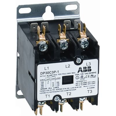 GEEDC - ABB DP30C4P-1 30A 4-Pole Non-Reversing Definite Purpose Contactor, 120V AC Coil