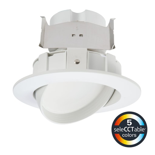 Cooper Lighting - Halo RA4089S1EWHR 4" LED Adjustable Gimbal, 800 lumens(nom), 90 CRI mini,white tuning, selectable CCT 2700K-5000K, 120V 60Hz leading/trailing edge phase cut 5%dimming,Matte white baffle,Recyclable 4-c