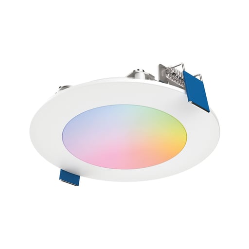 Cooper Lighting - Halo HLB4069WZRGBWMWR 4" Smart Wi-Fi Slim Canless LED Downlight, 600 Lumens (nominal), 90 CRI Minimum, WiZ PRO-enabled (Wi-Fi plus Bluetooth), Full Color Tunable White via WiZ App, Matte white trim, R