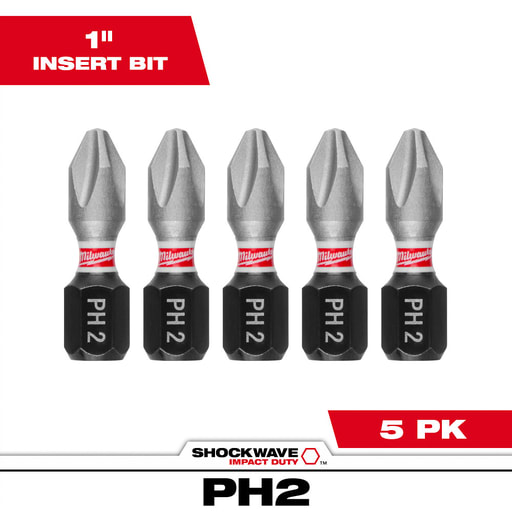Milwaukee Tool - Milwaukee 48-32-4601 SHOCKWAVE™ Insert Bit, Phillips #2 (5/Pack)