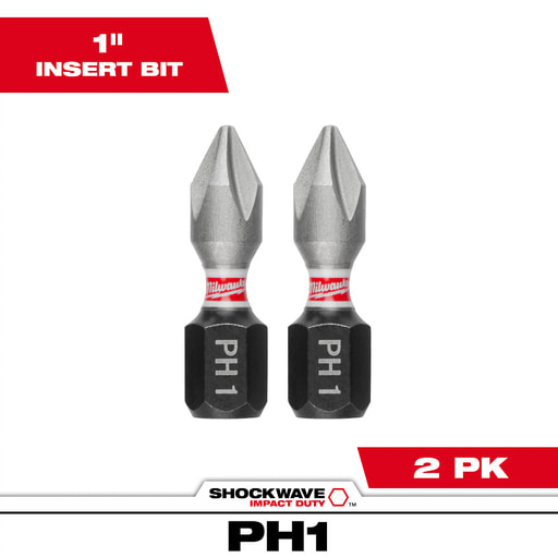 Milwaukee Tool - Milwaukee 48-32-4411 SHOCKWAVE™ 2-Piece Impact Phillips #1 Insert Bits