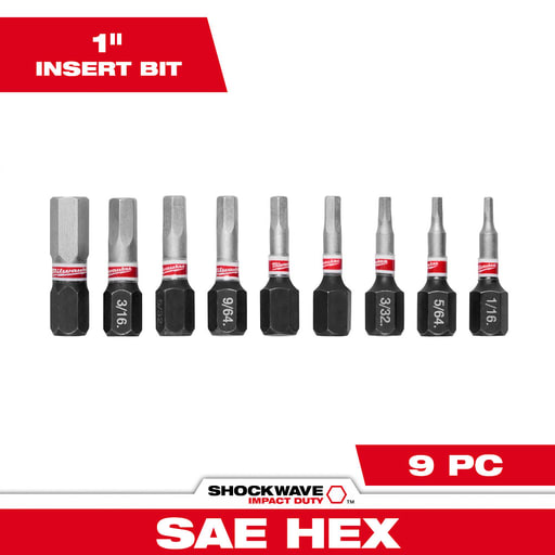 Milwaukee Tool - Milwaukee 48-32-4616 SHOCKWAVE™ 9-Piece Impact Hex Insert Bit Set