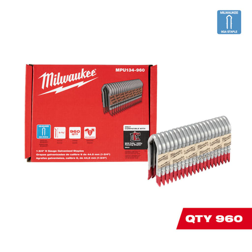 Milwaukee Tool - Milwaukee MPU134-960 1.75" 9ga Galvanized Staples (Box of 960)