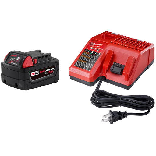 Milwaukee Tool - Milwaukee 48-59-1850 M18™ REDLITHIUM™ XC 5.0Ah Battery and Charger Starter Kit