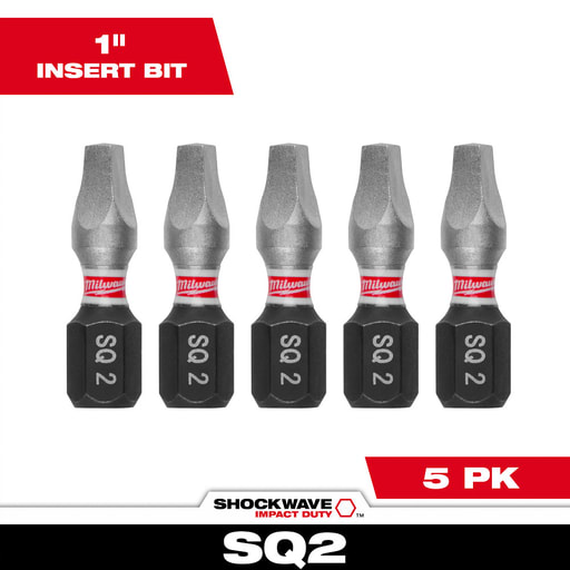Milwaukee Tool - Milwaukee 48-32-4605 SHOCKWAVE™ Impact Square Recess #2 Insert Bits (5 Pack)