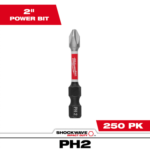Milwaukee Tool - Milwaukee 48-32-4862 SHOCKWAVE™ 2" Power Bit Phillips #2 (Bulk 250)