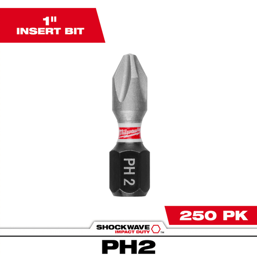 Milwaukee Tool - Milwaukee 48-32-4881 SHOCKWAVE™ Insert Bit Phillips #2 (Bulk 250)