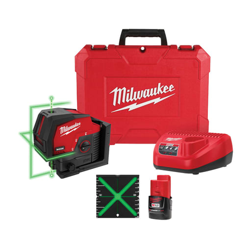 Milwaukee Tool - Milwaukee 3622-21 M12 Green Cross Line & Plumb Points Laser Kit