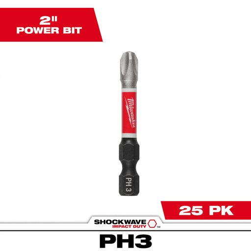 Milwaukee Tool - Milwaukee 48-32-4763 SHOCKWAVE™ 2" Impact Phillips #3 Power Bits (25 Pack)