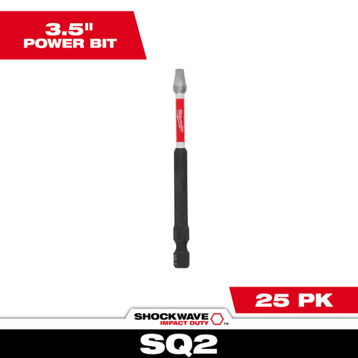 Milwaukee Tool - Milwaukee 48-32-4795 SHOCKWAVE™ 3-1/2" Impact Square Recess #2 Power Bits (25 Pack)