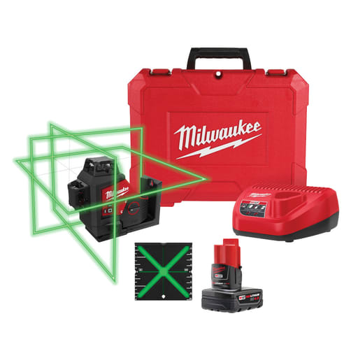 Milwaukee Tool - Milwaukee 3632-21 M12™ Green 360deg 3-Plane Laser Kit