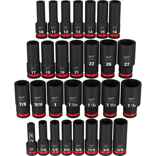 Milwaukee Tool - Milwaukee 49-66-7016 29PCSHOCKWAVE Impact Duty 1/2IN Drive SAE & Metric Deep 6 Point Socket Set