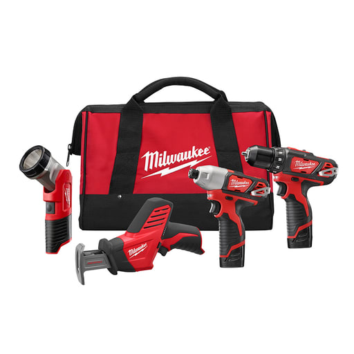 Milwaukee Tool - Milwaukee 2498-24 M12™ Cordless Lithium-Ion 4 Tool Combo Kit
