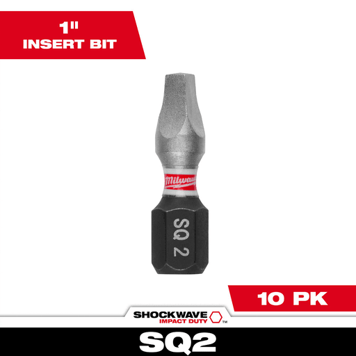 Milwaukee Tool - Milwaukee 48-32-4607 SHOCKWAVE™ Impact Square Recess #2 Insert Bits (10-Piece Contractor Pack)