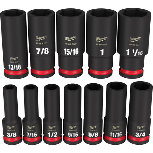 Milwaukee Tool - Milwaukee 49-66-7011 12PCSHOCKWAVE Impact Duty 1/2IN Drive SAE Deep 6 Point Socket Set