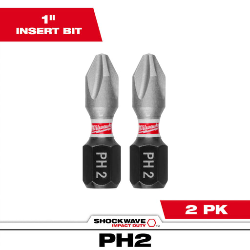 Milwaukee Tool - Milwaukee 48-32-4412 SHOCKWAVE™ Insert Bit, Phillips #2 (2/Pack)