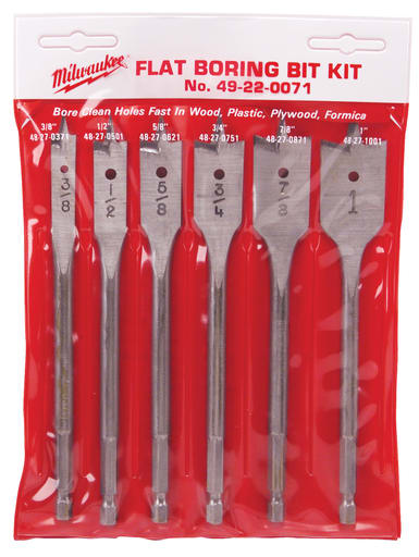 Milwaukee Tool - Milwaukee 49-22-0071 6 Piece 6" Flat Wood Boring Bit Set