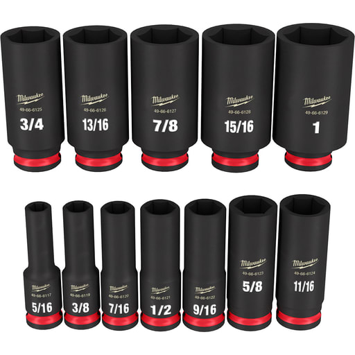 Milwaukee Tool - Milwaukee 49-66-7006 12PCSHOCKWAVE Impact Duty 3/8IN Drive SAE Deep 6 Point Socket Set
