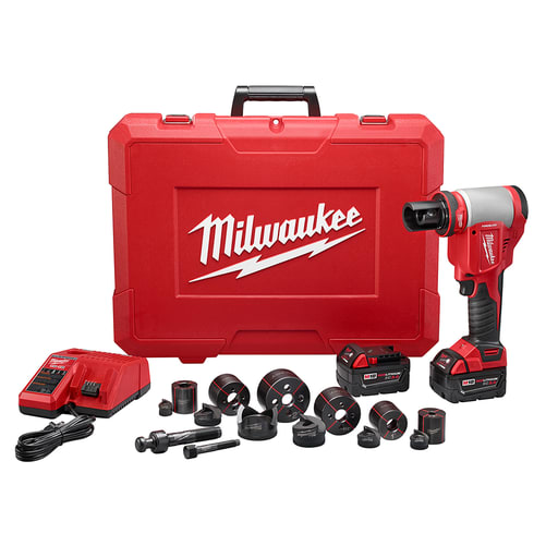 Milwaukee Tool - Milwaukee 2676-22 FORCELOGIC M18™ 10-Ton Knockout Tool Kit, 1/2" to 2", w/ 2 Batteries & Charger