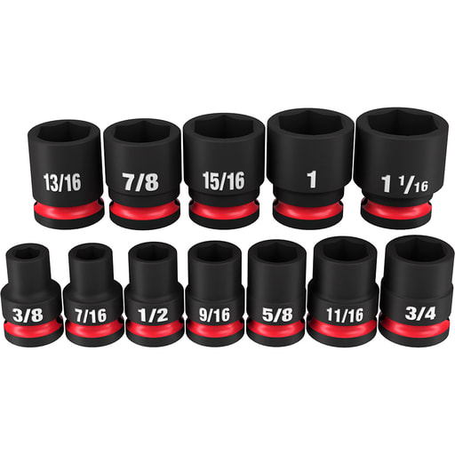 Milwaukee Tool - Milwaukee 49-66-7010 12PCSHOCKWAVE Impact Duty 1/2IN Drive SAE Standard 6 Point Socket Set