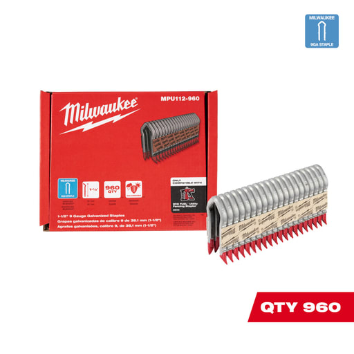 Milwaukee Tool - Milwaukee MPU112-960 1.5" 9ga Galvanized Staples (Box of 960)