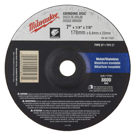 Milwaukee Tool - Milwaukee 49-94-7020 7" Grinding Wheel Type 27