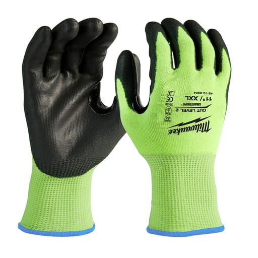 Milwaukee Tool - Milwaukee 48-73-8924 High Visibility Polyurethane Dipped Gloves, ANSI Cut Level 2 - 2XL (1pr)