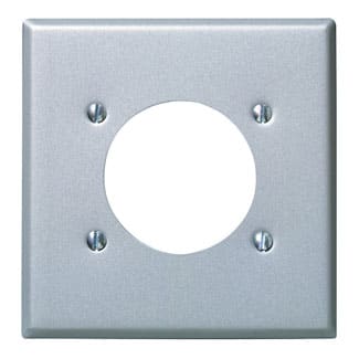 Leviton Mfg Co - Leviton S701-GY 2-Gang Flush Mount 2.465 Inch Opening Standard Size Aluminum Finish Power Receptacle Wallplate