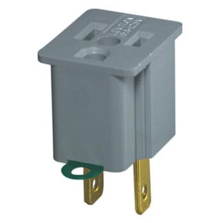Leviton Mfg Co - Leviton 274 125 Volt 15 Amp 2-Pole 3-Wire NEMA 5-15R Gray Vinyl Polarized Angled Straight Blade Plug-In Adapter