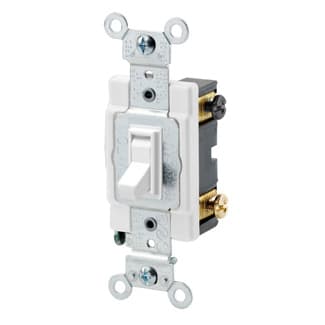 Leviton Mfg Co - Leviton 54504-2W 120/277 VAC 15 Amp 2 Hp 4-Way White Thermoplastic Grounding Framed Toggle Quiet Switch