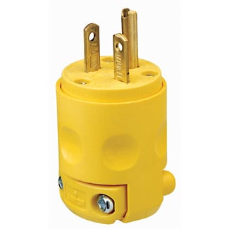 Leviton Mfg Co - Leviton 620PV 250 Volt 20 Amp 2-Pole 3-Wire NEMA 6-20P Yellow PVC Grounding Polarized Straight Blade Plug