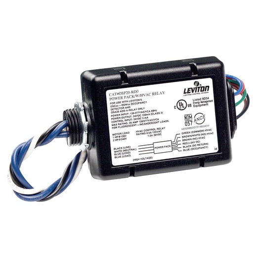 Leviton Mfg Co - Leviton OSP20-RD0 120/220/277 VAC 20 Amp Black Plastic Occupancy Sensor Power Pack
