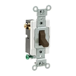 Leviton Mfg Co - Leviton CS315-2 120/277 VAC 15 Amp 2 Hp 3-Way Brown Thermoplastic Grounding Toggle Quiet Switch